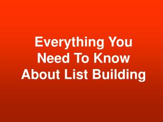 List Building Training