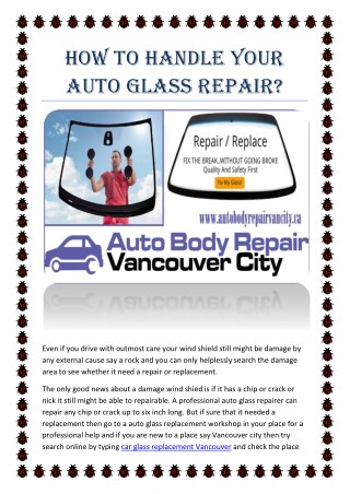 How to Handle your Auto Glass Repair?