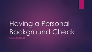 Having a Personal Background Check