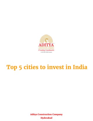 Top 5 cities to invest in India