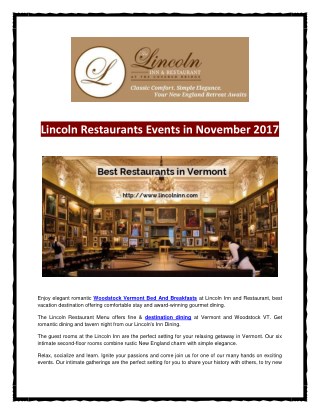 Lincoln Restaurants Events in November 2017