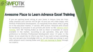 Awesome Place to Learn Advance Excel Training