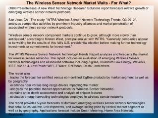 The Wireless Sensor Network Market Waits - For What?