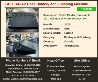 Buy Used GBC 16DB-2 Bindery and Finishing Machine