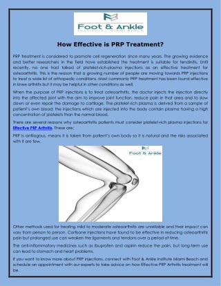 How Effective is PRP Treatment