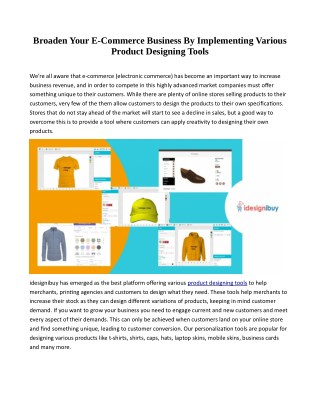 Broaden Your E-Commerce Business By Implementing Various Product Designing Tools