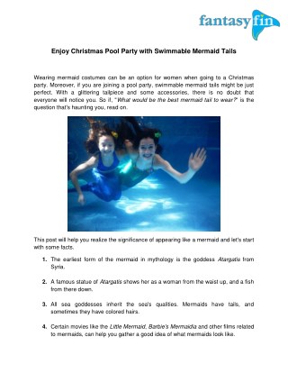 Enjoy Christmas Pool Party with Swimmable Mermaid Tails