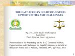 THE EAST AFRICAN COURT OF JUSTICE: OPPORTUNITIES AND CHALLENGES