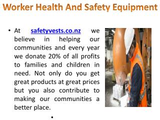 Worker Health And Safety Equipment