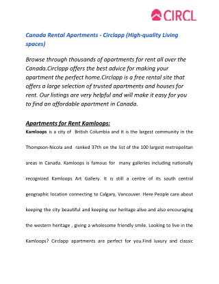 Canada Rental Apartments - Circlapp (High-quality Living Spaces)