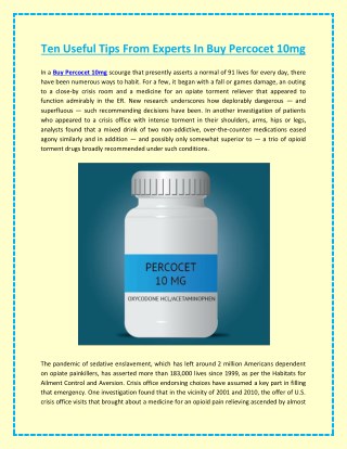 Ten Useful Tips From Experts In Buy Percocet 10mg