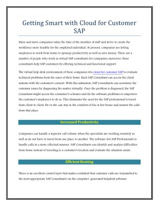 Getting Smart with Cloud for Customer SAP