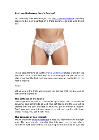 Are Lace Underwear Men's Panties?