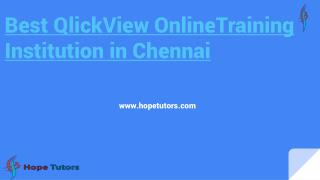 QlikView Training in Chennai | Best BI Training Institute | Hope Tutors