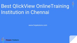 QlikView Training in Chennai | Best BI Training Institute | Hope Tutors