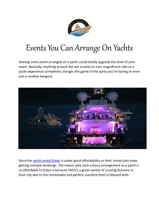Events You Can Arrange On Yachts