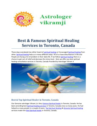 Best & Famous Spiritual Healing Services in Toronto, Canada
