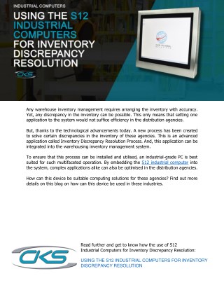 Using the S12 Industrial Computers for Inventory Discrepancy Resolution