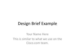 Design Brief Example