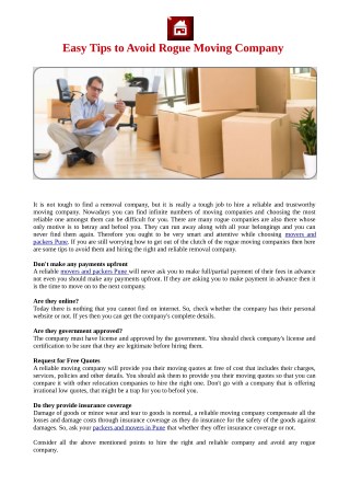 Easy Tips to Avoid Rogue Moving Company