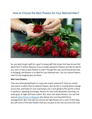 How to Choose the Best Flowers for Your Beloved Man?