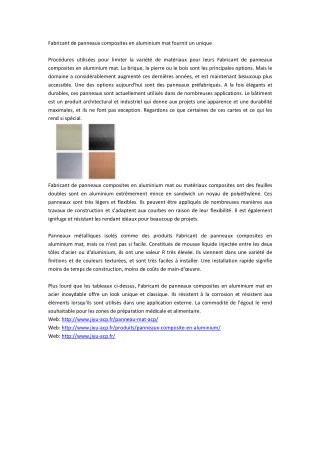 Fabricant de panneaux composites en aluminium mat fournit un unique