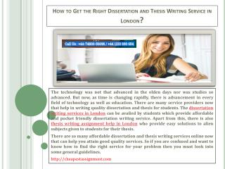 Dissertation and Thesis writing services in London