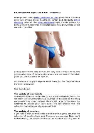 Be tempted by aspects of Bikini Underwear
