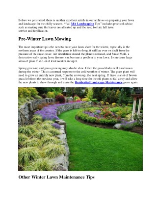 How to Prepare Your Lawn and Landscape for Winter