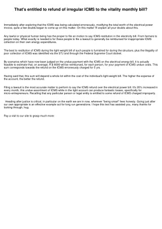 Who's entitled to refund of irregular ICMS to the energy bill?