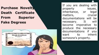 Purchase Novelty Death Certificate from Superior Fake Degrees