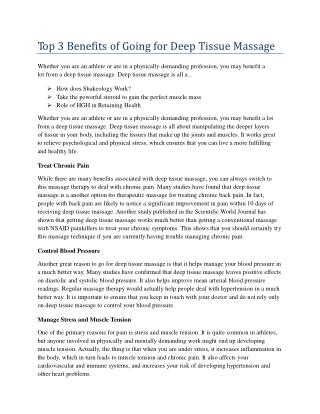 Top 3 Benefits of Going for Deep Tissue Massage