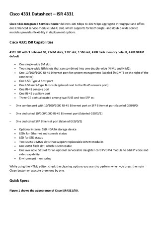 Cisco 4331 Datasheet – ISR 4331