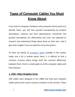 Types of Computer Cables You Must Know About