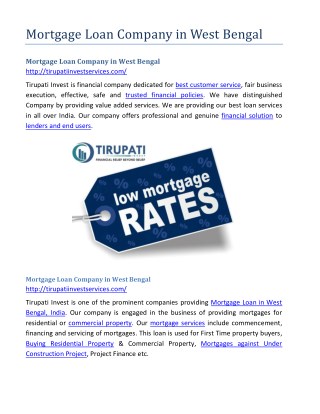 Mortgage Loan Company in West Bengal