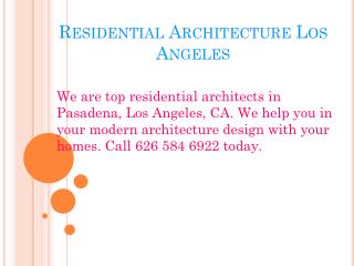 Residential Architecture Los Angeles