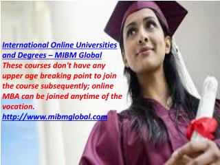 Online MBA can be joined International Online Universities & Degrees