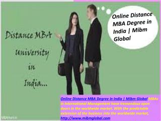 Online Distance MBA Degree in India MIBM GLOBAL in Noida