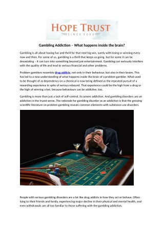 Gambling Addiction – What happens inside the brain?