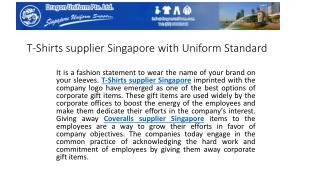 T-Shirts supplier Singapore with Uniform Standard