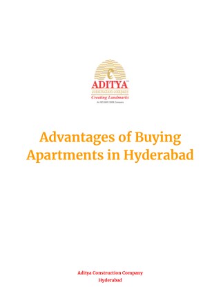 Advantages of Buying Apartments in Hyderabad