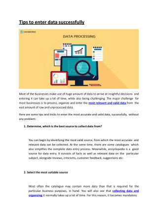 Tips to enter data successfully
