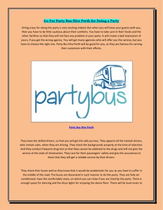 Party Bus Hire Perth