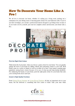 How To Decorate Your Home Like A Pro