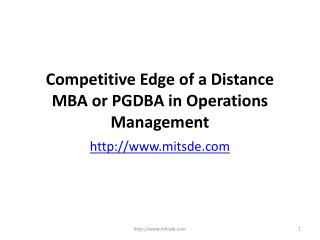 Competitive Edge of a Distance MBA or PGDBA in Operations Management | Coreespondence MBA | Distacnce learning