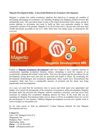 Magento Development India– A Successful Platform for Ecommerce Development