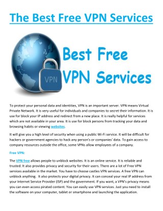 The Best Free VPN Services
