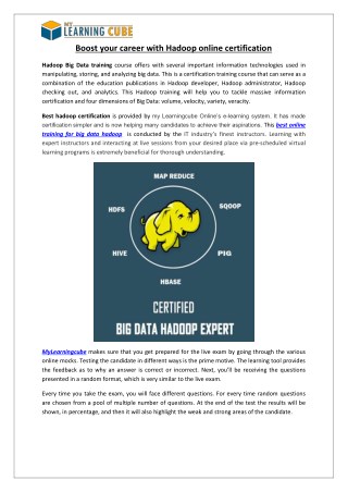 Best Big Data Hadoop Online Training [MyLearningCube]