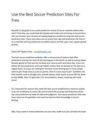 Use the Best Soccer Prediction Sites For Free