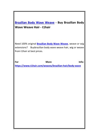 Brazilian Body Wave Weave - Buy Brazilian Body Wave Weave Hair - t1hair